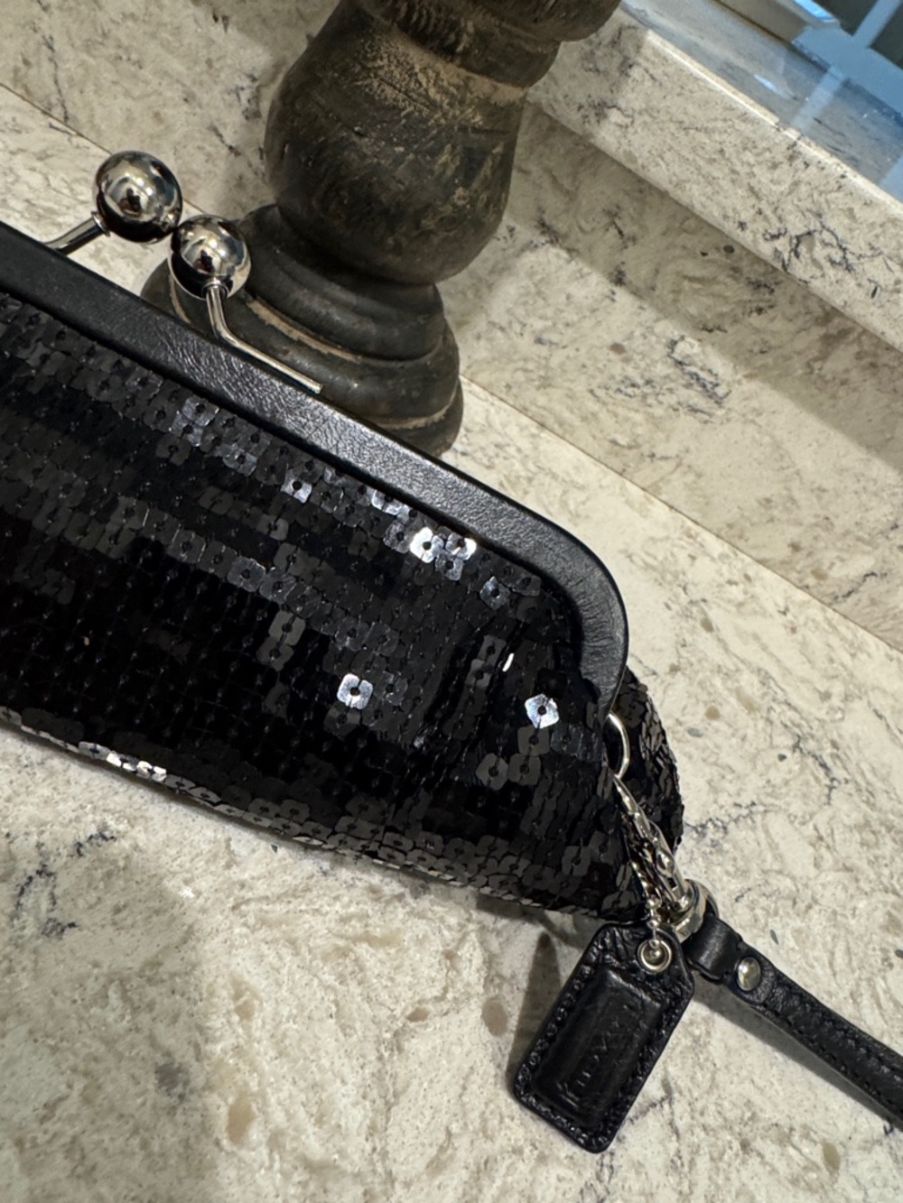 Coach Black Sequin Frame Clutch - Picture 6 of 6